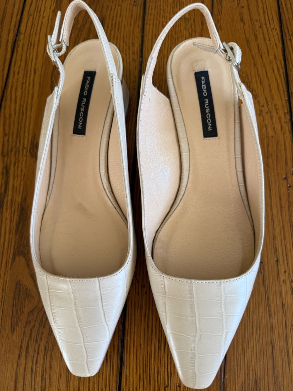 Fabio Rusconi Bonecolored Pointed Slingback Flats size 36 made in Italy